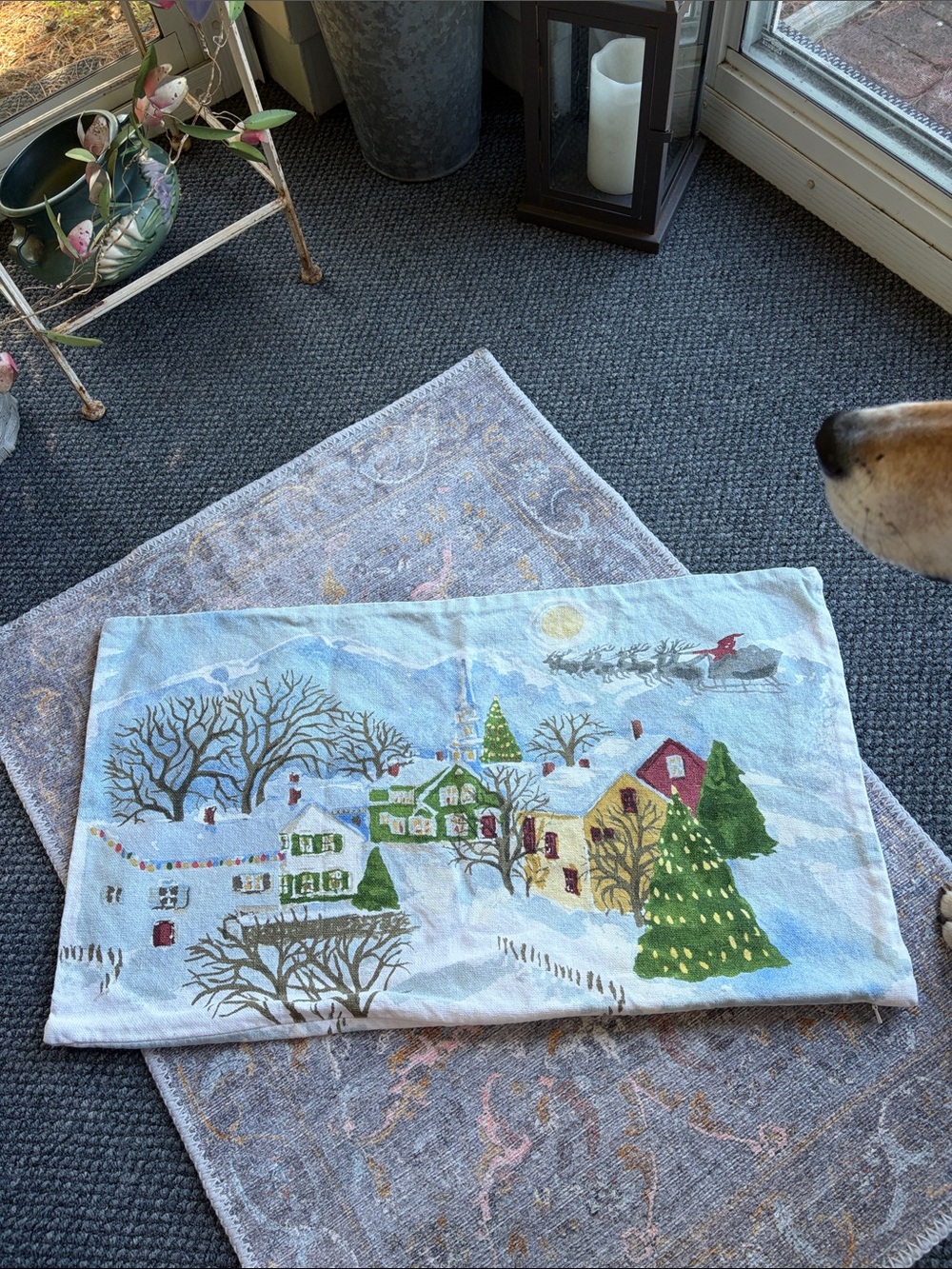 Pottery Barn Christmas winter Scene Lumbar Pillow Cover